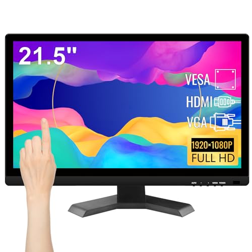 Pisichen Touchscreen PC Monitor 21,5 Zoll Full HD 1920 x 1080P 10-Punkt Multi Touchscreen Computer Monitor mit HDMI VGA USB Anschluss, Integrierten Lautsprechern von Pisichen