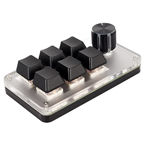 Makro-Tastatur mit Rotem Schalter, Plug-and-Play, Ergonomische, Individuelle Knöpfe, USB-Mini-Tastatur für Desktop-PC (6 Tasten mit 1 Knopf) von Pissente
