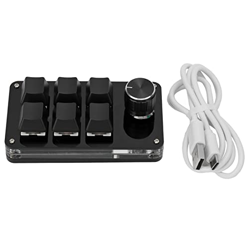 Pissente Einhändig Programmierbare Makro-Tastatur, 6 Tasten, MINIMakro, Mechanische Gaming-Tastatur, Einhändige Mechanische Tastatur, Programmierbare Tastatur mit (Black) von Pissente