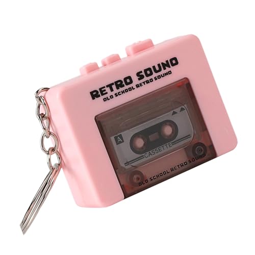 Kreative Tonband-Recorder-Schlüsselanhänger, Miniatur-Kassetten, Spieler-Stile mit 3 vorinstallierten Liedern und Funktionen von Pitadue