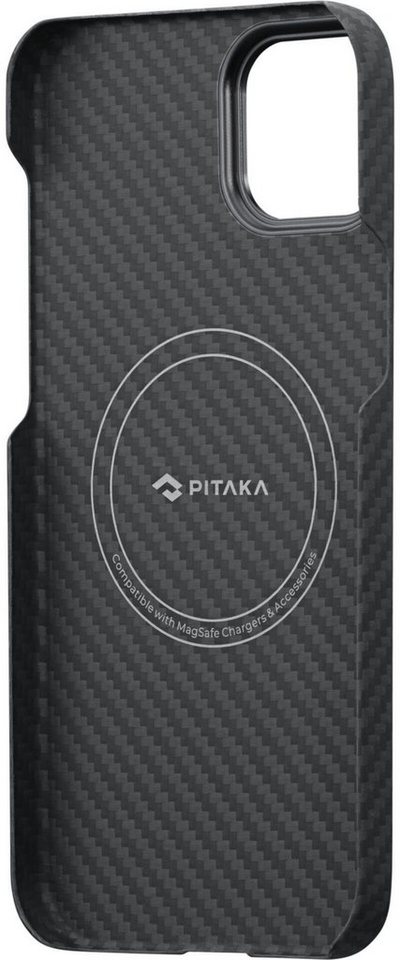 Pitaka Handyhülle MagEz Case 3 for iPhone 14 Black/Grey Twill, hergestellt aus 1500D Aramid-Fasern von Pitaka