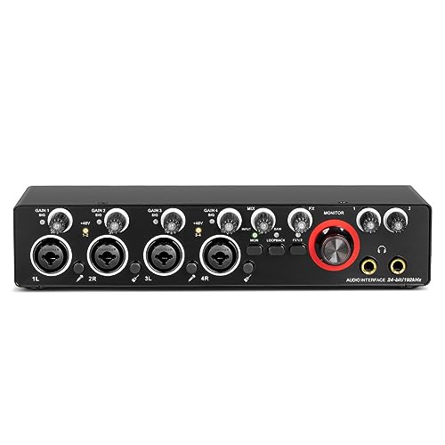 Pitxsgsia 1Set Audiointerface Soundkarte für Professionelle Aufnahmen 4 Kanal + Loopback-Monitor für Audiogeräte von Pitxsgsia