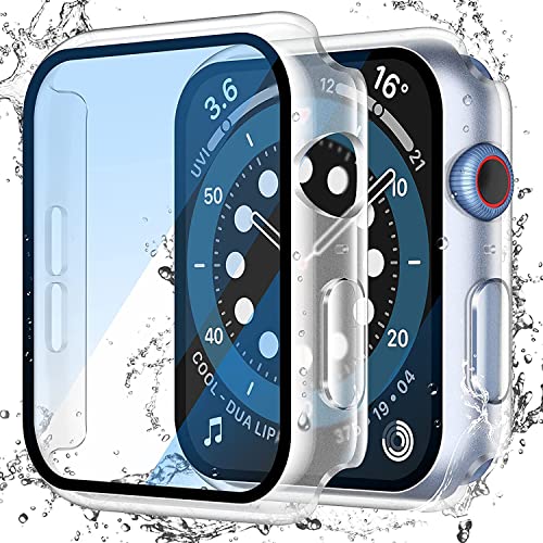 Piuellia 2 Stück transparente, wasserdichte Hülle mit gehärtetem Glas Displayschutzfolie für Apple Watch Serie 6 SE2 SE Serie 5 Serie 4 40 mm, insgesamt ultradünne, stoßfeste harte Schutzhülle für Piuellia 2 Stück transparente, wasserdichte Hülle mit gehärtetem Glas Displayschutzfolie für Apple Watch Serie 6 SE2 SE Serie 5 Serie 4 40 mm, insgesamt ultradünne, stoßfeste harte Schutzhülle für von Piuellia