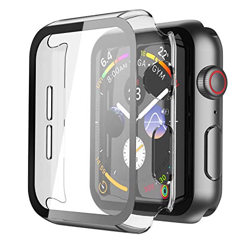 Piuellia 2 Stück transparente Hartschale für Apple Watch SE Serie 6 Serie 5 Serie 4 44 mm, iWatch Displayschutzfolie PC ultradünne Gesamtschutzhülle von Piuellia