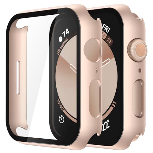 Piuellia 2 x harte Schutzhülle, Displayschutzfolie, kompatibel mit Apple Watch SE2 SE, Serie 6, Serie 5, Serie 4, 44 mm, Anti-Drop, ultradünne PC-Abdeckung für iWatch, 1 Rosegold + 1 Transparent Piuellia 2 x harte Schutzhülle, Displayschutzfolie, kompatibel mit Apple Watch SE2 SE, Serie 6, Serie 5, Serie 4, 44 mm, Anti-Drop, ultradünne PC-Abdeckung für iWatch, 1 Rosegold + 1 Transparent von Piuellia