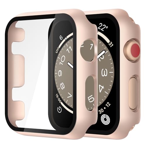 Piuellia 2 x harte Schutzhülle, Displayschutzfolie, kompatibel mit Apple Watch Serie 3, Serie 2, 42 mm, Anti-Drop, ultradünn, vollständige Abdeckung, PC-Abdeckung für iWatch, 1 Rosegold + 1 Piuellia 2 x harte Schutzhülle, Displayschutzfolie, kompatibel mit Apple Watch Serie 3, Serie 2, 42 mm, Anti-Drop, ultradünn, vollständige Abdeckung, PC-Abdeckung für iWatch, 1 Rosegold + 1 von Piuellia