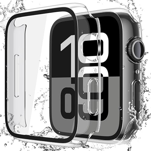 Piuellia 2er-Pack transparente wasserdichte Displayschutzfolie mit gehärtetem Glas für Apple Watch Serie 10 (veröffentlicht im Jahr 2024) 42 mm, hartes Polycarbonat, ultradünne Anti-Fall-Schutzhülle von Piuellia