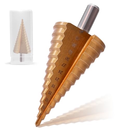 Piuluvor® HSS Stufenbohrer Metall Kegelbohrer 14 Stufen Schälbohrer Ø 4-42mm Konusbohrer für Metall, Holz, Kunststoffe - 10mm Schaft von Piuluvor