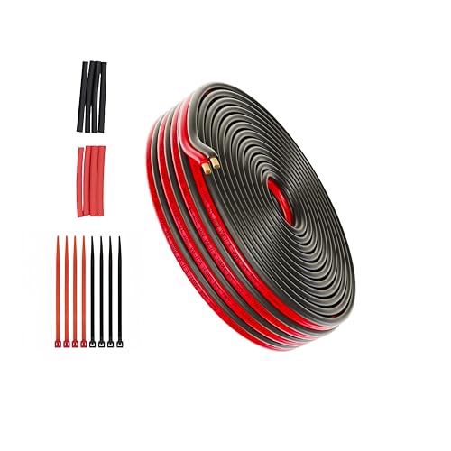 Piwaal 16AWG-Drahtspule 1.3 mm² 100 Fuß pro Spule, 16 Gauge 2-adriger Paralleldraht (Rot 30.48 M, Schwarz 30.48 M), blanker Kupferdraht für LED-Streifen/Glühbirnen/Lampen. von Piwaal