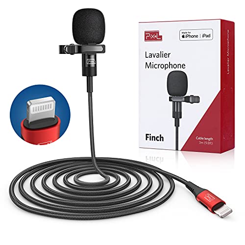 Pixel Lavalier-Mikrofon für iPhone (Apple MFi-zertifiziert) | Lav-Mikrofon für iPhone für Vlogging | Externes Mikrofon für iPhone Videoaufnahmen, kompatibel mit allen Lightning-Geräten (3 m) von Pixel