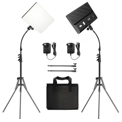 Pixel P30 LED Video Licht Kit, 2-Pack Bi-Color Studio Licht, 2500-6500K dimmbare Fotografie Lichter, Panel Licht mit flexiblem Rohr für Spiel Streaming/Film/Video Aufnahme von Pixel