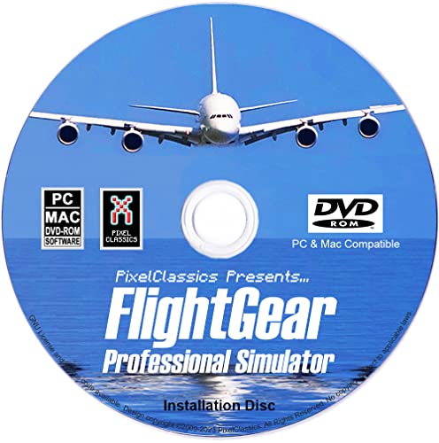 FlightGear Flight Simulator 2023 X Flugsimulationsflugzeug & Hubschrauber inklusive 600+ Flugzeuge DVD-CD-Disc Standardausgabe Kompatibel mit Microsoft Windows 11, 10, 8.1, 8, 7, Vista PC & Mac OS von PixelClassics