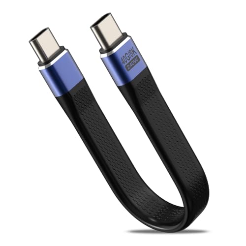 Pixelure 240W USB C auf USB C Winkelstecker 90 Grad PD Schnell Laden Kurze Kabel, 40Gbps USB C kabel Flach Flexibel Daten 48V5A/8K@60Hz für Phone/Laptop/Tablet (Gerade) von Pixelure