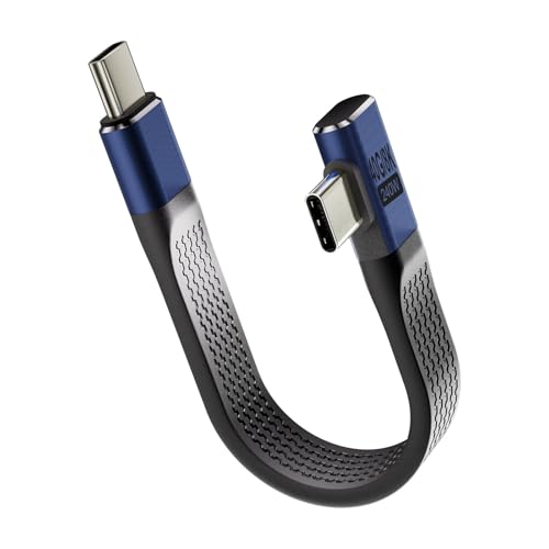 Pixelure 240W USB C auf USB C Winkelstecker 90 Grad PD Schnell Laden Kurze Kabel, 40Gbps USB C kabel Flach Flexibel Daten 48V5A/8K@60Hz für Phone/Laptop/Tablet (Seitliche Biegung) von Pixelure