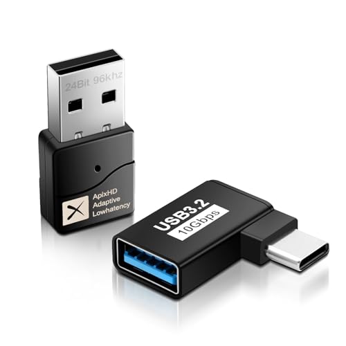 Pixelure 5.2-Bluetooth Dongle USB Aptx Low Latency Bluetooth Adapter Typ-C Audio für PS5/PS4/Swich/Laptop/Kopfhörer Lautsprecher/PC Bluetooth Adapter, Bluetooth-USB Stick für Windows/MacOS Plug Play von Pixelure