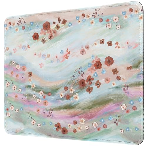 Premium-Mauspad mit Nähten (26 x 21 cm) | Rutschfeste Unterseite und waschbare Oberfläche | weicher Schreibtisch für Gaming, Laptop und Büro (Blumenmotiv Aquarell) von Piyycur