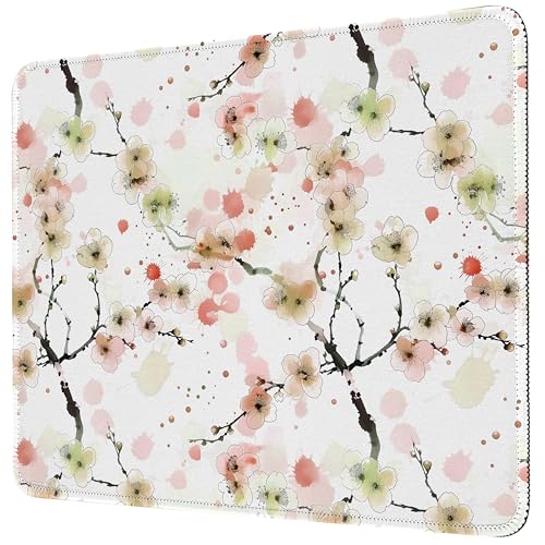 Premium-Mauspad mit Nähten (26 x 21 cm) | Rutschfeste Unterseite und waschbare Oberfläche | weicher Schreibtisch für Gaming, Laptop und Büro (Pflaume Aquarell) von Piyycur