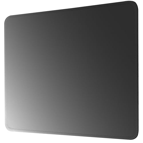 Premium-Mauspad mit Nähten (26 x 21 cm) | Rutschfeste Unterseite und waschbare Oberfläche | weicher Schreibtisch für Gaming, Laptop und Büro (grau-schwarz) von Piyycur