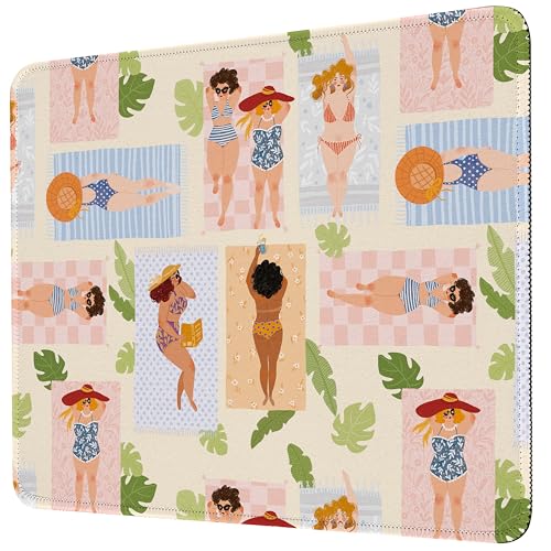 Premium-Mauspad mit Nähten (26 x 21 cm) | Rutschfeste Unterseite und waschbare Oberfläche | weicher Schreibtisch für Gaming, Laptop und Büro (sonnig am Strand) von Piyycur