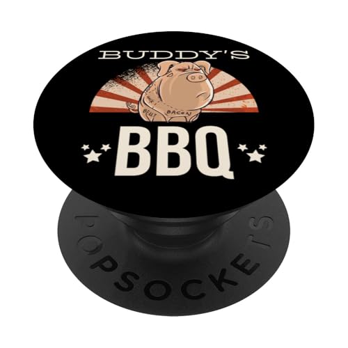 BBQ Grill Barbecue grillen BUDDYS BBQ grillen PopSockets Klebender PopGrip BBQ Grill Barbecue grillen BUDDYS BBQ grillen PopSockets Klebender PopGrip von Pizza BBQ Grill Fastfood Restaurant Zubehör Shirts