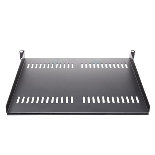 Pjeghbvop 1U Server-Rack-Regal, belüftetes Tablett für 48,3 cm (19 Zoll) Schrank, Karbonstahl, 25,4 cm (10 Zoll), 1U-Rack von Pjeghbvop