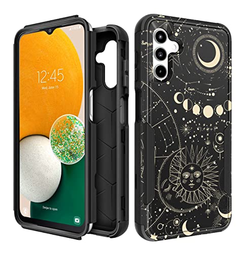 Plakill Schutzhülle für Galaxy A14 5G, 3-in-1-Schutzdesign, Coole kosmische Sterne und Mond, Fallgetestet, niedliche Hüllen für Frauen und Mädchen, stoßfester Schutz, robuste Schutzhülle für Samsung von Plakill