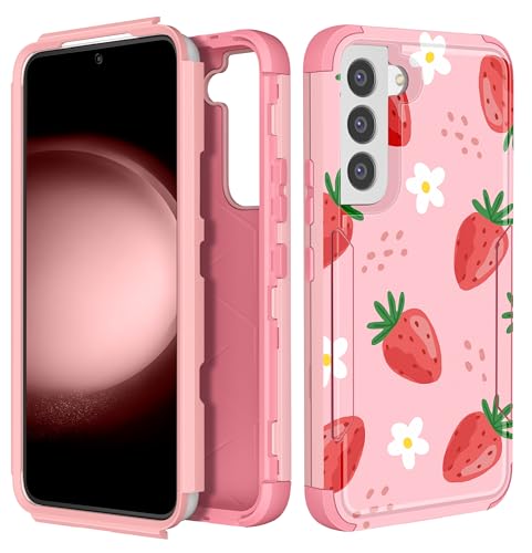 Plakill Schutzhülle für Galaxy S21 Fe 5G, Designer-Blumen-Erdbeer-Muster, strapazierfähig, schützend, hart, stoßfest, für Damen, Herren, Mädchen, Jungen von Plakill
