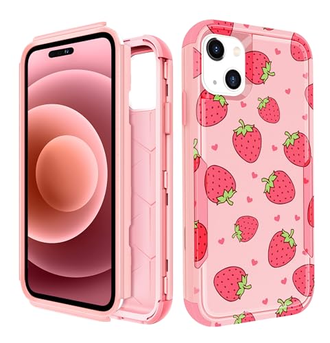Plakill Schutzhülle für Apple iPhone 13 Mini, niedliches Mädchen, ästhetisch, einzigartiges Design, Teenager, Kawaii, Erdbeere, strapazierfähig, stoßfest, Militärqualität, Funda für iPhone 13 Mini von Plakill