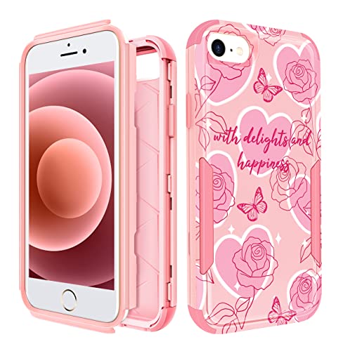 Plakill Schutzhülle für iPhone SE 2020/2022/3. Generation, für iPhone 8/7, strapazierfähig, schützende Rosen-Schmetterlinge, niedliche Handyhülle für Damen, Herren, Mädchen, Jungen, Harte Hüllen für Plakill Schutzhülle für iPhone SE 2020/2022/3. Generation, für iPhone 8/7, strapazierfähig, schützende Rosen-Schmetterlinge, niedliche Handyhülle für Damen, Herren, Mädchen, Jungen, Harte Hüllen für von Plakill