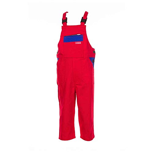 Planam Größe 110/116 Kinder Junior Latzhose BW mittelrot kornblau Modell 0165 von Planam