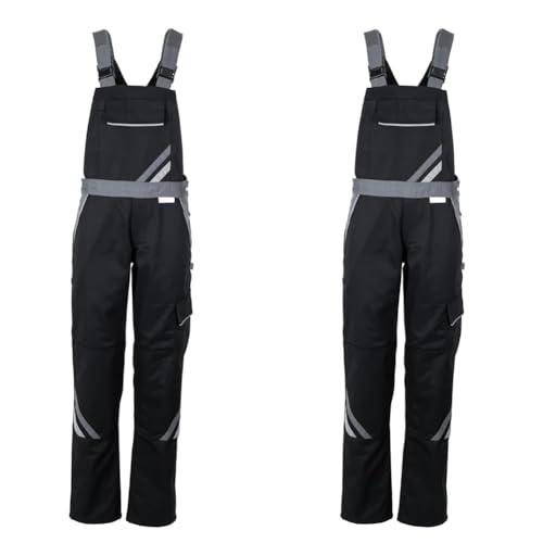 Planam Highline Damen Latzhose schwarz Schiefer Zink Modell 2719 - Größe 38 (Packung mit 2) von Planam