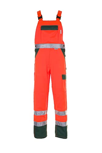 Planam Warnschutz Herren Latzhose 2-farbig Orange Grün Modell 2028 Größe 64 von Planam