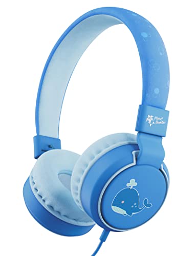 Planet Buddies On Ear Kabel Kopfhörer Kinder, Kinderkopfhörer Ab 3 Jahre, Faltbare Bügelkopfhörer mit Mikrofon und Begrenzung der Lautstärke auf 85 dB für zu Hause in der Schule, Blauer Wal von Planet Buddies
