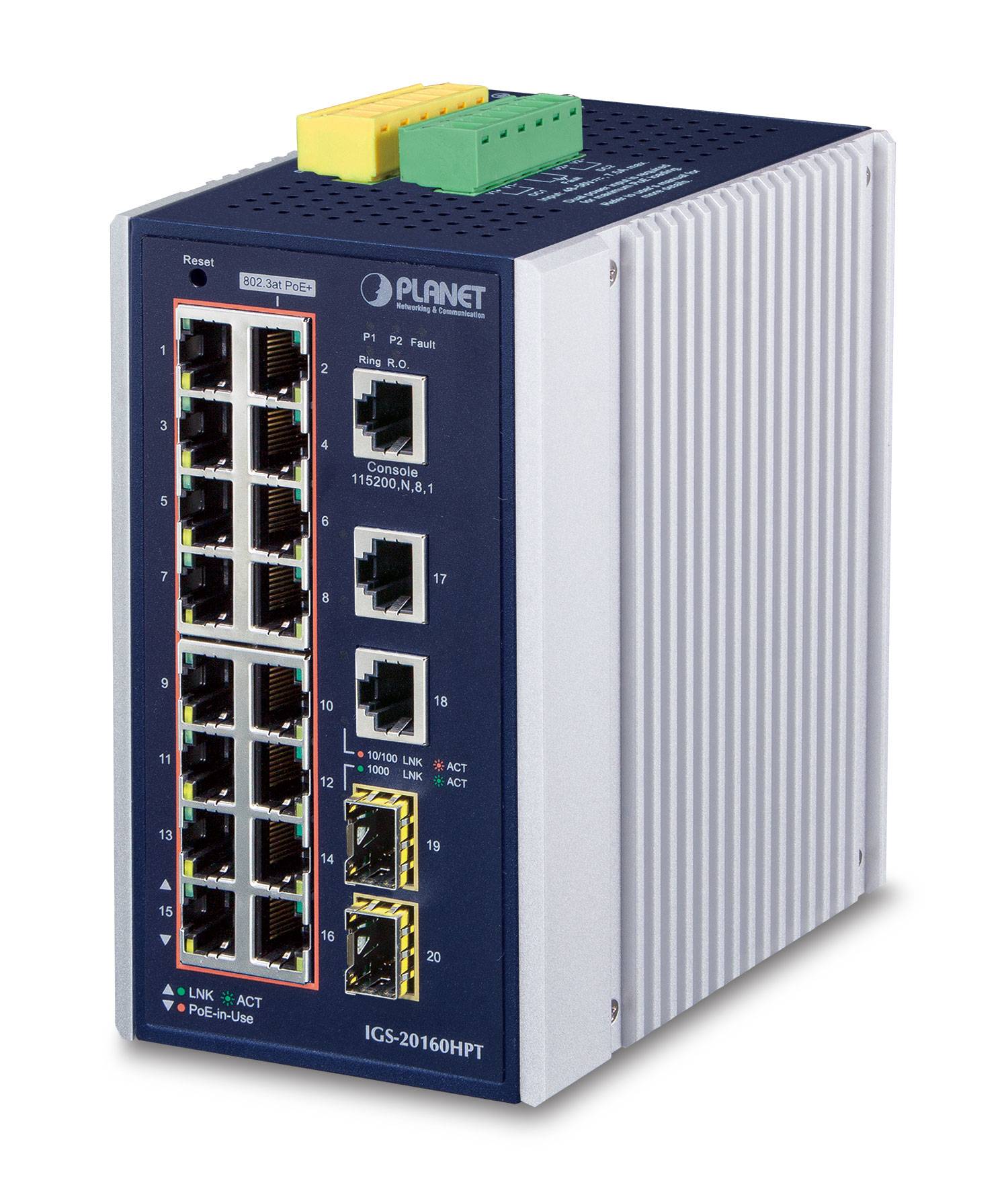 PLANET Industrial 16-Port PoE Switch 10/100/1000T 2xUP 2xSFP PLANET Industrial 16-Port PoE Switch 10/100/1000T 2xUP 2xSFP von Planet Technology Corp.