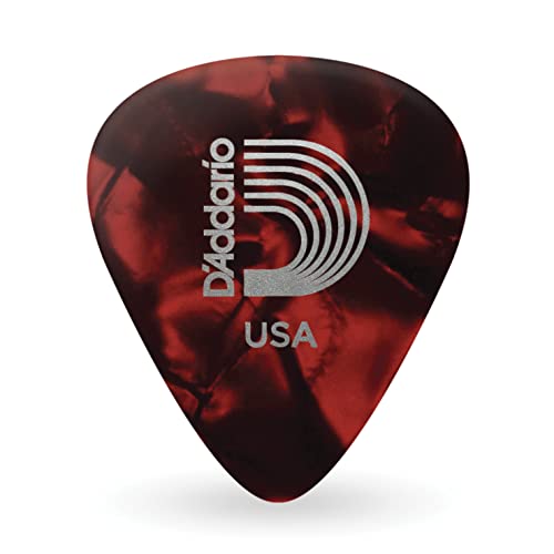 D'Addario 1CRP4-25 Planet Waves Zelluloid-Gitarren-Picks, 25er-Packung, Medium, Rot Pearl von Planet Waves