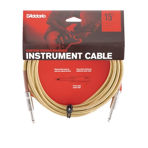 D'Addario Custom Series Instrumentenkabel mit Flechtschirm, Tweed, 4,5 m von Planet Waves