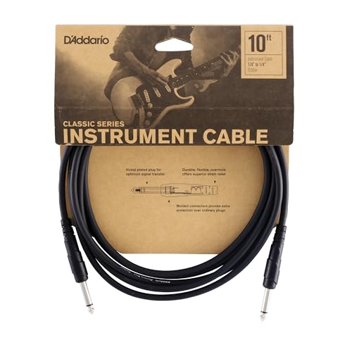 D'Addario Gitarrenkabel - Classic Series Instrumentenkabel - 1/4-Zoll-Stecker auf 1/4-Zoll-Stecker - 3.048 Zähler - 1-Packung D'Addario Gitarrenkabel - Classic Series Instrumentenkabel - 1/4-Zoll-Stecker auf 1/4-Zoll-Stecker - 3.048 Zähler - 1-Packung von Planet Waves