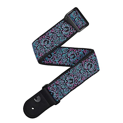 Gewebter Gitarrengurt Eco-Comfort mit Outrun-Muster, Schwarz von Planet Waves