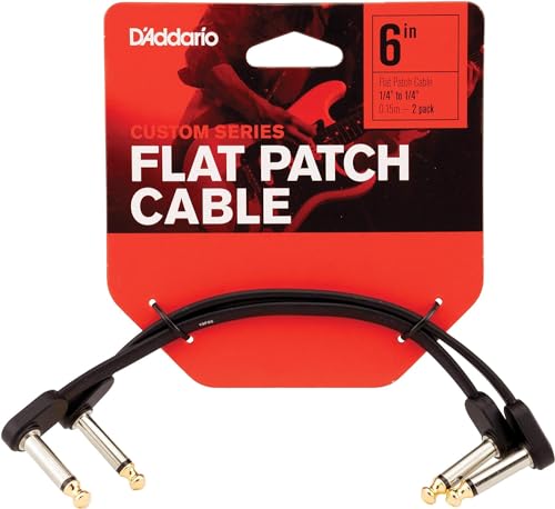 Planet Waves D'Addario Accessories Gitarrenkabel – Gitarren-Patchkabel – Instrumentenkabel – Gitarrenzubehör – flaches Patchkabel – 6 Zoll / 152,4 mm – rechtwinklig – 2 Stück von Planet Waves