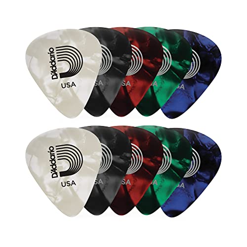 D'Addario Plektrum - Plektren Gitarre - Pearl Celluloid Guitar Picks - Gitarren Plektrum - 1CAP4-10 - Assorted, Medium - 10-Stück von Planet Waves