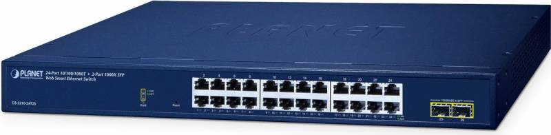 PLANET 24-Port 10/100/1000T + 2-Port Managed L2 Gigabit Ethernet (10/100/1000) Blau (GS-2210-24T2S) von Planet