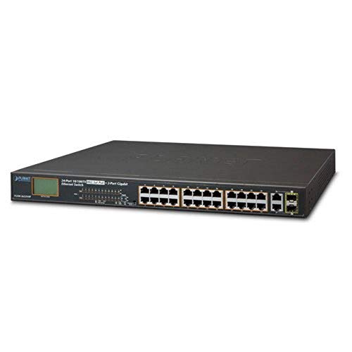PLANET 24-Port 10/100TX 802.3at Combo PoE Switch 2-Port Gigabit TP/SFP with LCD PoE Monitor 300 Watts von Planet