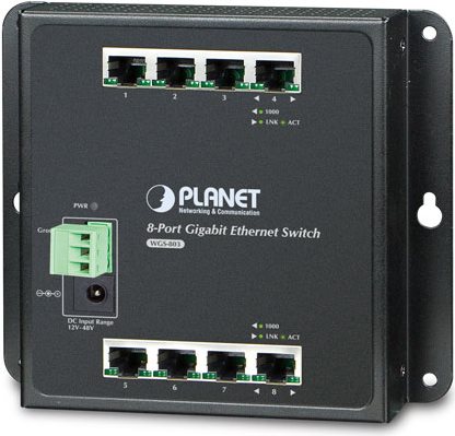 PLANET 8-PORT WALL-MOUNT SWITCH PLANET Industrial 8-Port 10/100/1000T, Wall-mount Switch (-10~60 degrees C) (WGS-803) von Planet