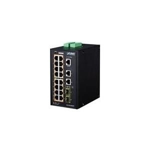 PLANET IGS-20160HPT - Switch - L3 - managed - 16 x 10/100/1000 (PoE+) + 2 x 10/100/1000 + 2 x SFP - an DIN-Schiene montierbar, wandmontierbar - PoE+ (320 W) - Gleichstrom von Planet