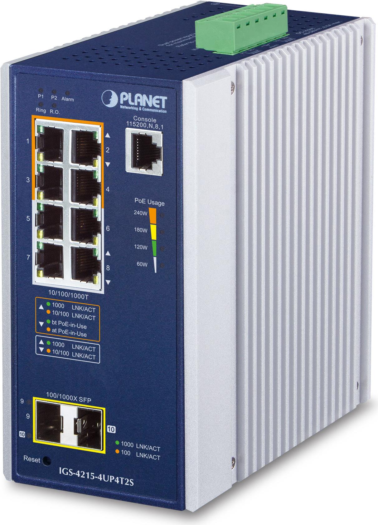 PLANET IGS-4215-4UP4T2S Netzwerk-Switch Managed L2/L4 Gigabit Ethernet (10/100/1000) Power over Ethernet (PoE) Aluminium - Blau (IGS-4215-4UP4T2S) von Planet