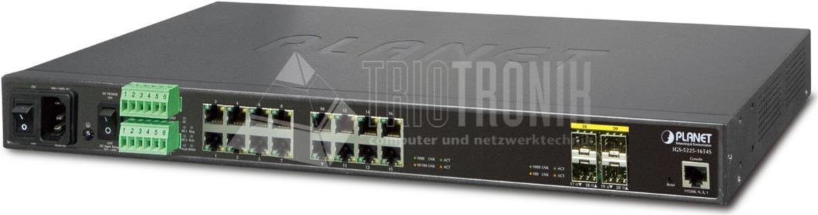 PLANET IGS-5225-16T4S - Switch - L2+ - managed - 16 x 10/100/1000 + 4 x SFP - an Rack montierbar - AC 120/230 V/DC 36 - 60 V (IGS-5225-16T4S) von Planet