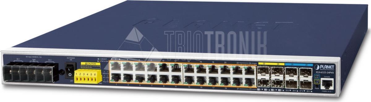 PLANET IGS-6325-24P4X Netzwerk-Switch Managed L3 Gigabit Ethernet (10/100/1000) Power over Ethernet (PoE) 1U Schwarz - Blau (IGS-6325-24P4X) von Planet