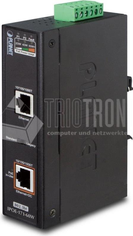 PLANET IPOE-171-60W Netzwerk-Switch Gigabit Ethernet (10/100/1000) Power over Ethernet (PoE) Blau (IPOE-171-60W) (geöffnet) von Planet