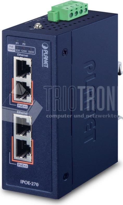 PLANET IPOE-270 - 2.5 Gigabit Ethernet - 5 Gigabit Ethernet - Schnelles Ethernet - Gigabit Ethernet - 10,100,1000,2500,5000 Mbit/s - IEEE 802.3,IEEE 802.3ab,IEEE 802.3at,IEEE 802.3bt,IEEE 802.3bz,IEEE 802.3u - Blau - FCC 15 A - CE - 48 - 56 V (IPOE-270) PLANET IPOE-270 - 2.5 Gigabit Ethernet - 5 Gigabit Ethernet - Schnelles Ethernet - Gigabit Ethernet - 10,100,1000,2500,5000 Mbit/s - IEEE 802.3,IEEE 802.3ab,IEEE 802.3at,IEEE 802.3bt,IEEE 802.3bz,IEEE 802.3u - Blau - FCC 15 A - CE - 48 - 56 V (IPOE-270) von Planet