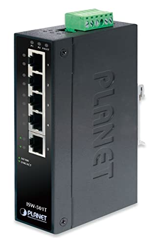 PLANET ISW-501T Industrieller Fast Ethernet Switch IP30 Slim Type 5-Port 40 bis 75 Grad von Planet